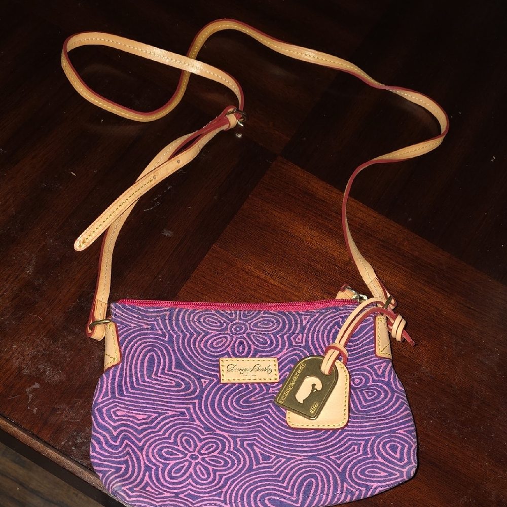 Dooney & Bourke Purple and Tan Crossbody Bag
